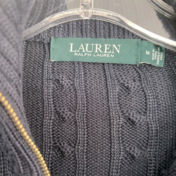 Lauren Ralph Lauren CableKnit Cardigan w/Gold Trim - Picture 2 of 7